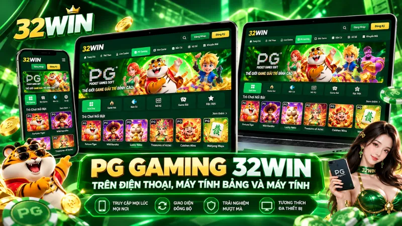 PG Gaming 32WIN trên điện thoại, máy tính bảng và máy tính